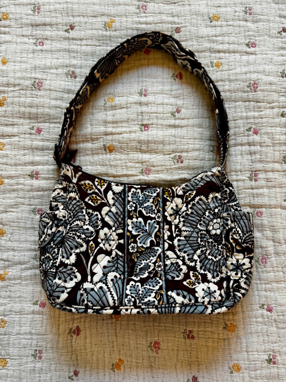 Vera Bradley Slate Blooms Retired On The Go Shoulder/Crossbody Bag